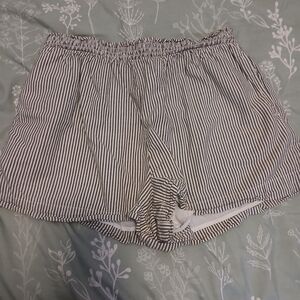 American Eagle Outfitters Black and White Striped High Waist Shorts